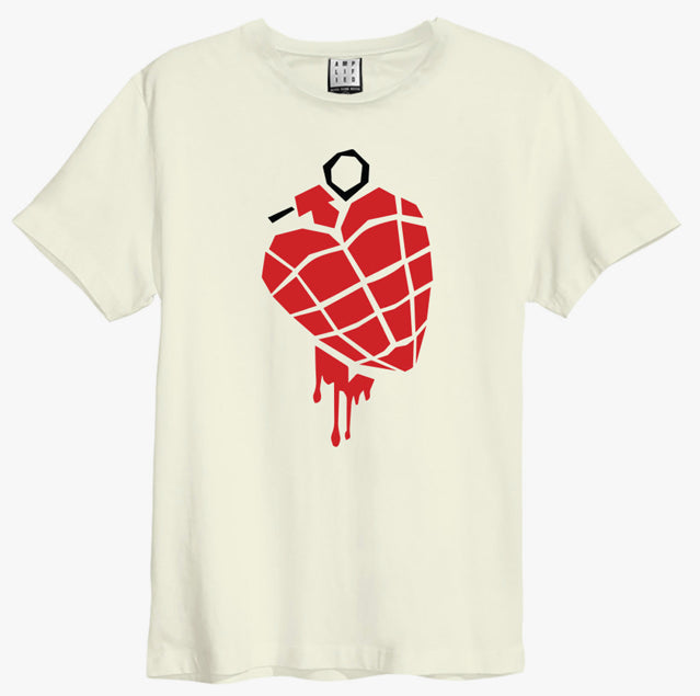 Green Day _ AMERICAN IDIOT HEART GRENADE Vintage White Tee