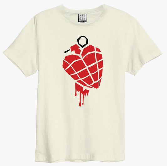 Green Day _ AMERICAN IDIOT HEART GRENADE Vintage White Tee